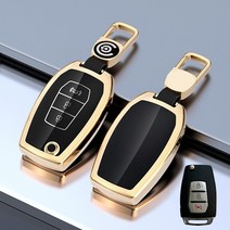 키에티 쌍용 티볼리 토레스 3버튼 알루미늄+TPU 스마트 키케이스, 쌍용/경보음, 블랙
