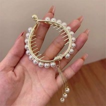 1+1 여성용 레트로 장미 진주 술 헤어 클로 클립 합금 포니테일 고정 머리핀 클램프 바레트 우아한 액세서리 헤드웨어