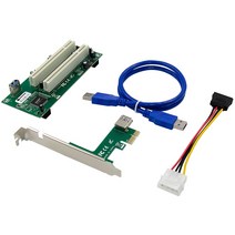 PCI Express 듀얼 PCI 어댑터 카드 PCIE X1 to 라우터 견인 2 PCI 슬롯 라이저 카드 2.5Gbps 지원 창 Linux, 초록, 하나