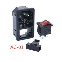 AC 전원 소켓 오순절 로커 스위치 3 핀 빨간색 LED 250V 10A 퓨즈 암수 인렛 플러그 커넥터 2 홀 소켓 마운트 1 개, 02 AC-01-Red
