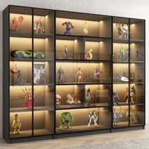 건프라장식장 유리 프라모델 피규어장 투명 수납장, 회색캐비닛5층플립도어100x37cm