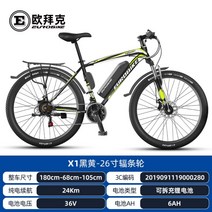 전동오토바이 전동자전거 전기자전거 Obek 26인치, X1-스포크 휠-블랙 앤 그린  6AH, 6AH