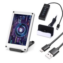 듀얼모니터받침대 아크릴 우드 모니터받침대 고강도 듀얼 USB 컴퓨터 온도 모니터링 35 인치 IPS DIY PC 디스플레이 보조 화면 윈도우 리눅스 라즈베리 파이, USB Hub+프랑스