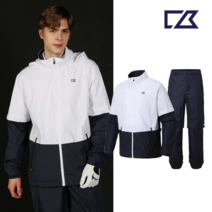 커터앤벅 시즌특가커터앤벅 남성 골프 배색블럭 비옷 상/하의 세트 - CBM3ARW302, 네이비 95, 네이비