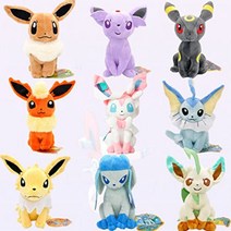 일본 이브이즈 9가지 시리즈 샤미드 에레키 에브이 부스터 쥬피썬봉제 캐릭터 인형, 9pc-30cm