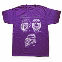 아이스하키 장비 용품 Funny Ice Hockey Goaltender Mask 특허 티셔츠 코튼 스트리트웨어 반팔 생일 선물, 04 PUEPLE_01 XS