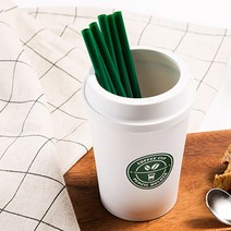 카페용품 빨대꽂이 디스펜서 스트로우 커피스틱, 화이트_브라운, 1개