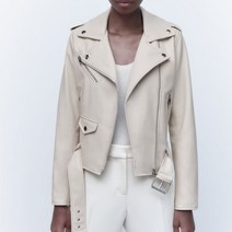 [KYO컴퍼니] ZARA 여성 캐주얼 가죽자켓 라이더자켓 블랙 아이보리