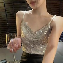 urkoteer스팽글나시 여성 숏상의 w-024
