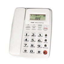 발신자 ID가 있는 유선 전화기 HePesTer P-50 유선 전화기 큰 버튼 증폭 스피커폰 포함 노인 SOS 비상 상황/스피드 다이얼/수면 시간 (화이트), White