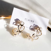 클레어쥬얼리 꿈의정원 하프 진주 링 귀걸이 2type 링귀걸이