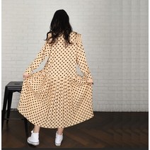 땡땡이 주름 박시 롱 원피스 DT01191825