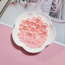 아크릴진주 [구멍] 컬러 비즈 공예 재료, 10mm, 핑크