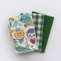 원단패키지 면20수 뽀로로 보태니컬 체크천 3종51054, 1/4마(3장)