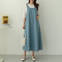 시크루즈 라첸 데님 멜빵 플레어 원피스 BDOE964