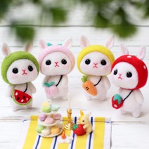 니들 양모 펠트 토끼 인형 반려동물 만들기 DIY 세트, 포도토끼