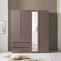 솜씨방가구 로즈모던 1600옷장세트 서랍옷장1+긴문장1, 카키그레이, 04_2 로즈모던 서랍옷장+거울 정리장