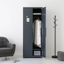 마켓비 PIDOR 드레스룸 철제옷장 2단 조립식행거 7602000, 옷장 7602000, 다크그레이
