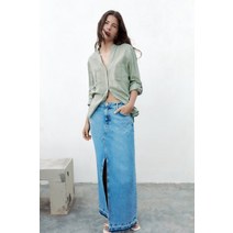 독일 자라 ZARA 롤업 소매 리넨 혼방 셔츠 - 카키100%직수입 107933