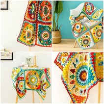보헤미안 코바늘 블랭킷 무릎 담요 뜨기 손뜨개 이불 위빙키트 DIY 블랑켓 패키지, 코바늘제외, 레드