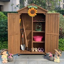 농기구보관함 농막컨테이너 원목 야외 조립식 수납장 철재 보관함 옥상 창고, 브라운 C