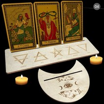 타로책 스프레드천 동양 카드 종류 예쁜 초보 세트 le tarot 신제품 피스 나무 트리플 문 스탠드 타로 캔들 디스플레이 홀더 제단 용품 여성 남성용 선물, CHINA, 4