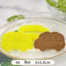 3D 만화 쿠키 커터 자동차 트럭 잠수함 헬리콥터 비스킷 스탬프 금형 DIY 베이킹 금형 케이크 장식 주방 가제트, 06 06 bus