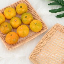 수제 라탄 사각 쟁반 라탄접시 라탄바구니 수제라탄쟁반 라탄트레이 라탄플레이트, 직사각