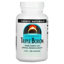 소스 내추럴스 Source Naturals 트리플 붕소 3 mg 200 캡슐, 1개, 기본