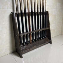 당구 큐대 홀더 거치대 랙 스탠드 큐 꽂이 우드 수납대, 사다리꼴 10홀【블랙 우드 패턴