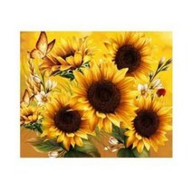 MJS 보석십자수 50 x 40 cm 캔버스형 세트 DIY, 만개한 황금 해바라기