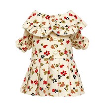 애견옷 여름 플라워 퍼프소매 플리츠 원피스 강아지옷 고양이옷