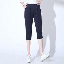 SJW 여름 여성 7부 배기팬츠 무지 허리스판 옆트임 슬림핏 바지 캐주얼 빅사이즈 S~6XL