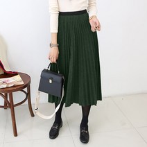 데일리앤 칸느 모직 플리츠 밴딩 롱스커트