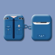 와우박스 주문제작 경찰 정복 공무원 유니폼 이니셜 계급 문구 텍스트 에어팟 버즈 하드 이어폰 케이스, 무광 하드케이스, 에어팟 프로