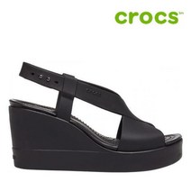 크록스 웨지 샌들 41- 206222-060 Womens Crocs Brooklyn High Wedge Black Black