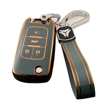 굿카굿즈 쉐보레 골드라인 스마트 차 키케이스 키홀더 3버튼 4버튼 폴딩키, 그레이블루, 쉐보레 4버튼