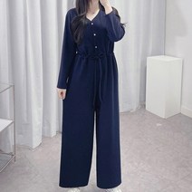 매일리룩 빅사이즈 단추 브이넥 오버롤 스트링 점프수트 팬츠
