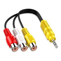 3.5MM-3 RCA 케이블 비디오 컴포넌트 AV 어댑터 케이블 TCL tv용 3.5mm-RCA 빨간색 흰색과 노란색 여성용 비디오 케이블 TV 세트, 노랑색