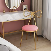 공간안애 리본 골드 프레임 의자, 핑크 벨벳 시트
