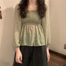 나루니 W04058 땡땡이블라우스 도트블라우스 귀여운 꽃무늬 여성블라우스 긴팔 봄 여름