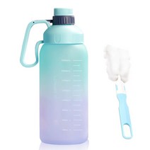 CKB 대용량 그라데이션 물병 + 빨대, No.4 청록-보라, 2L