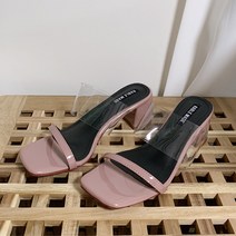 라블 트렌디한 투명슬리퍼 힐 6.5cm