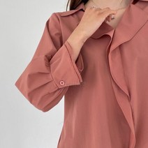 [바보사랑] 여자 여름 카라브이넥 긴팔 남방 블라우스[옷자락]