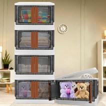 뚜껑이 있는 보관함 4팩 옷장 정리함 및 보관함 58 9L(19갤런) 76Qt 플라스틱 보관 캐비닛 - 욕실 정리함 투명 쌓을 수 보관함 문 접이식 상자 큐브 용기 장난감 통 공예, 59.9L(19갤런) - 4팩