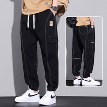 남자 빅사이즈 청바지 중년청바지 블랙진 중청 진청 일자 긴바지 40 42 44 작업복 청바지 남성 느슨한 대형 봄과 가을 모델 플러스 지방 플러스 지방 사람들 뚱뚱한 사람들 번들 발 하렘 바지 남자 모델