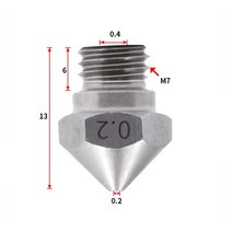 킹룬 KINGROON-구리 MK10 노즐 황동 3D 프린터 M7 스레드 스테인레스 스틸 0.2 0.4 0.6 0.8mm 1.75mm 필라멘트용 2 개, [06] 08mm, [02] Stainless Steel MK10