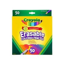 크레욜라 소거 색연필 학용품으로 돌아가기 성인 컬러링 50 카운트 전용, Erasable Colored Pencils, 50 Count (Pack of 1), Erasable Colored Pencils