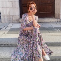 튤립소매 롱원피스 로즈블러썸