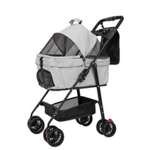 [CassHouse카스하우스] 강아지유모차 경량 폴딩 원터치 냥이 외출용 이동장 개모차 펫유모차, 그레이Gray